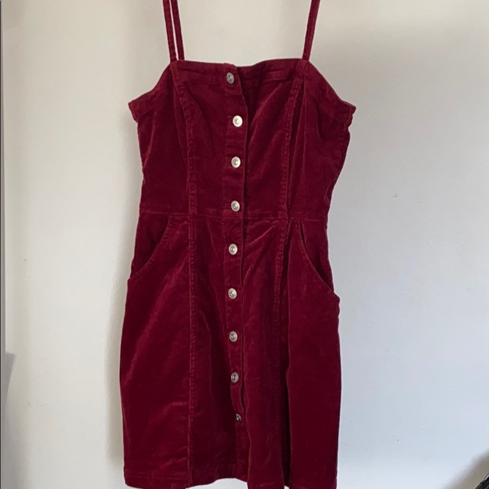Velvet Burgundy Buttoned mini dress